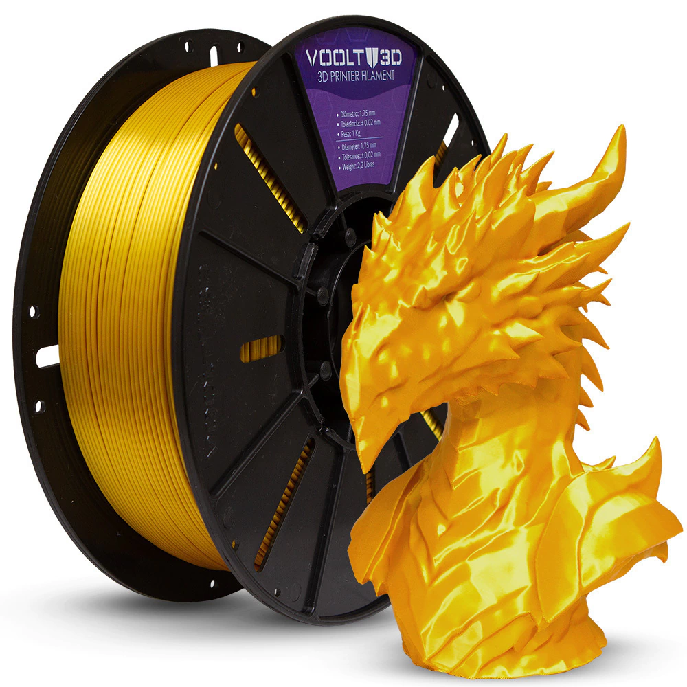 Filamento PLA Dourado V-Silk High Speed Premium - 1Kg