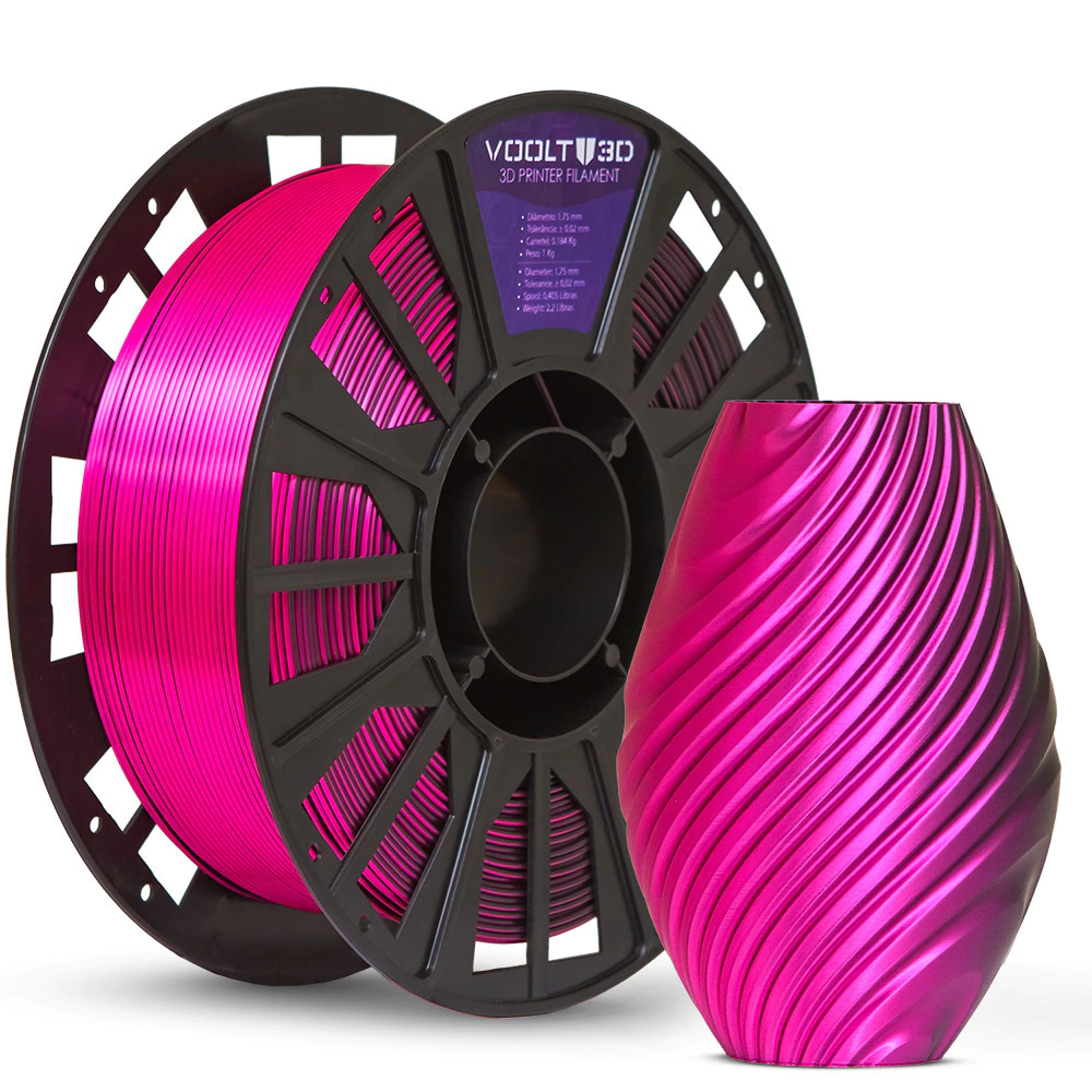 Filamento PLA Duo Color Shadow Rosa com Preto V-Silk - 1Kg
