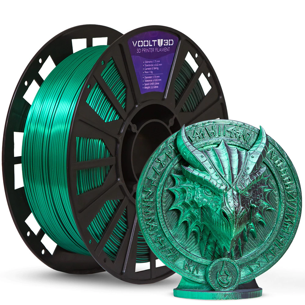 Filamento PLA Duo Color Shadow Verde com Preto V-Silk - 1Kg