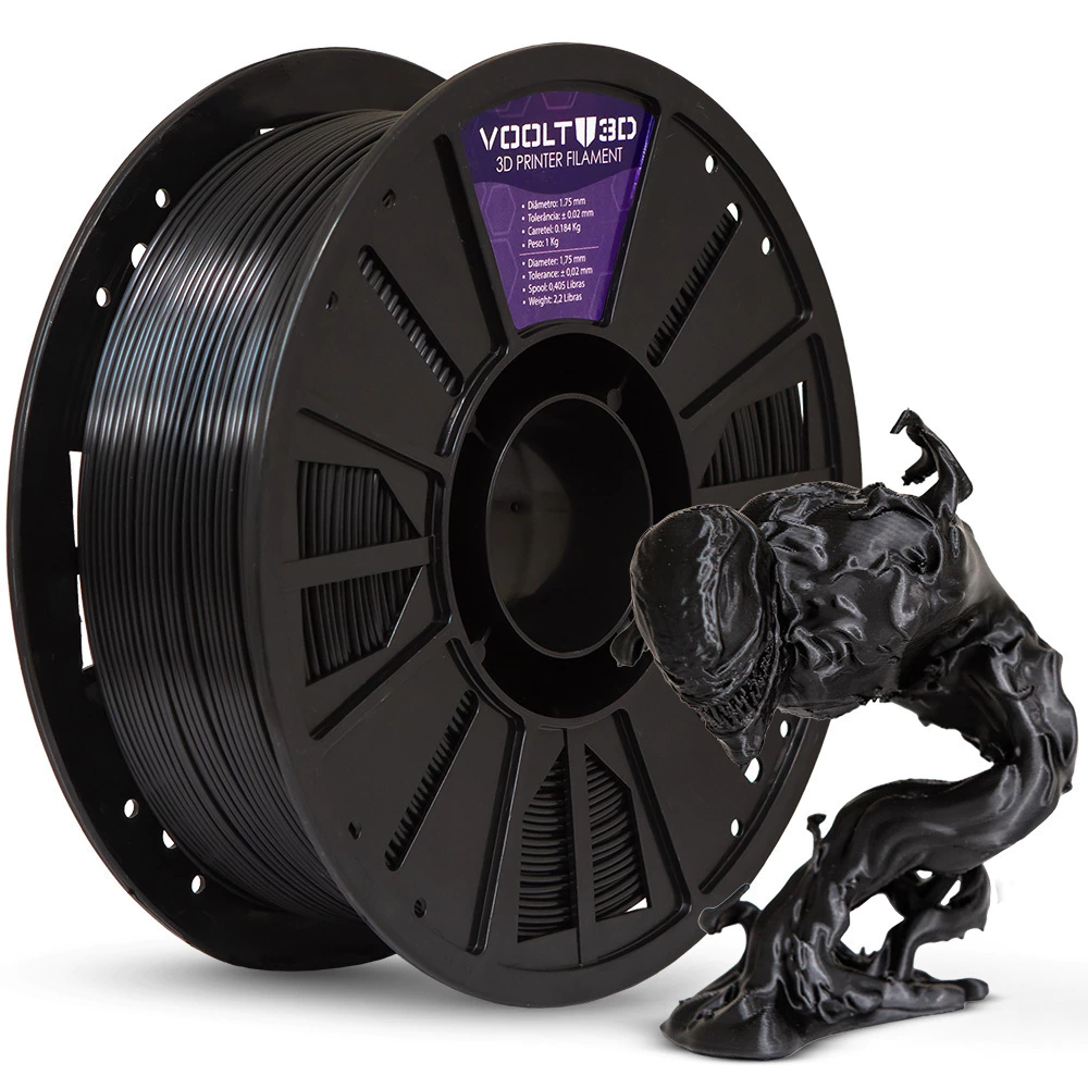 Filamento PLA Preto V-Silk High Speed Premium - 1Kg