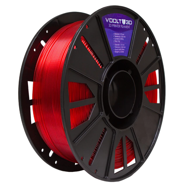 Filamento PETG HF Vermelho Translúcido High Fluidity Premium - 1Kg — 3
